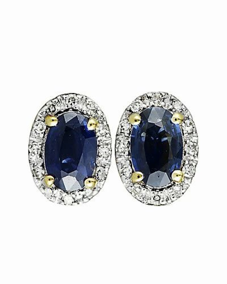 Earrings * | Gemstones 14K 0.11 Ct. Tw. Diamond & Sapphire Earrings Women