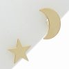 Earrings * | 14K Italian Gold Moon And Star Mismatched Studs Women