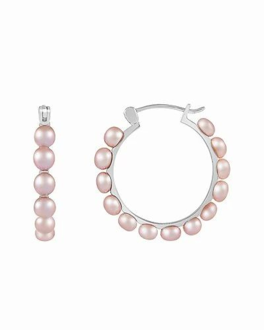 Earrings * | Splendid Pearls Rhodium Plated 4-5Mm Pearl Earrings Women