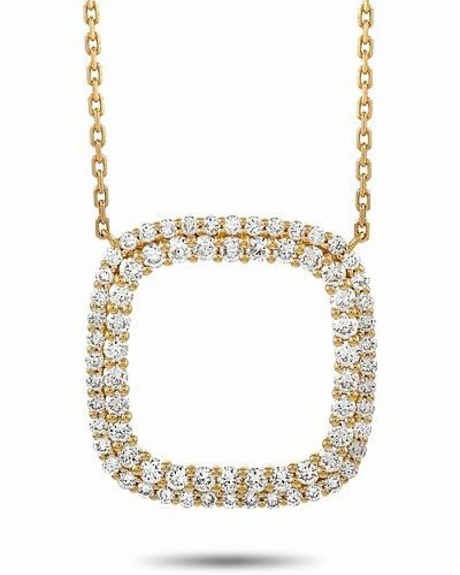 Necklaces * | Diamond Select Cuts 18K 1.10 Ct. Tw. Diamond Square Pendant Necklace Women