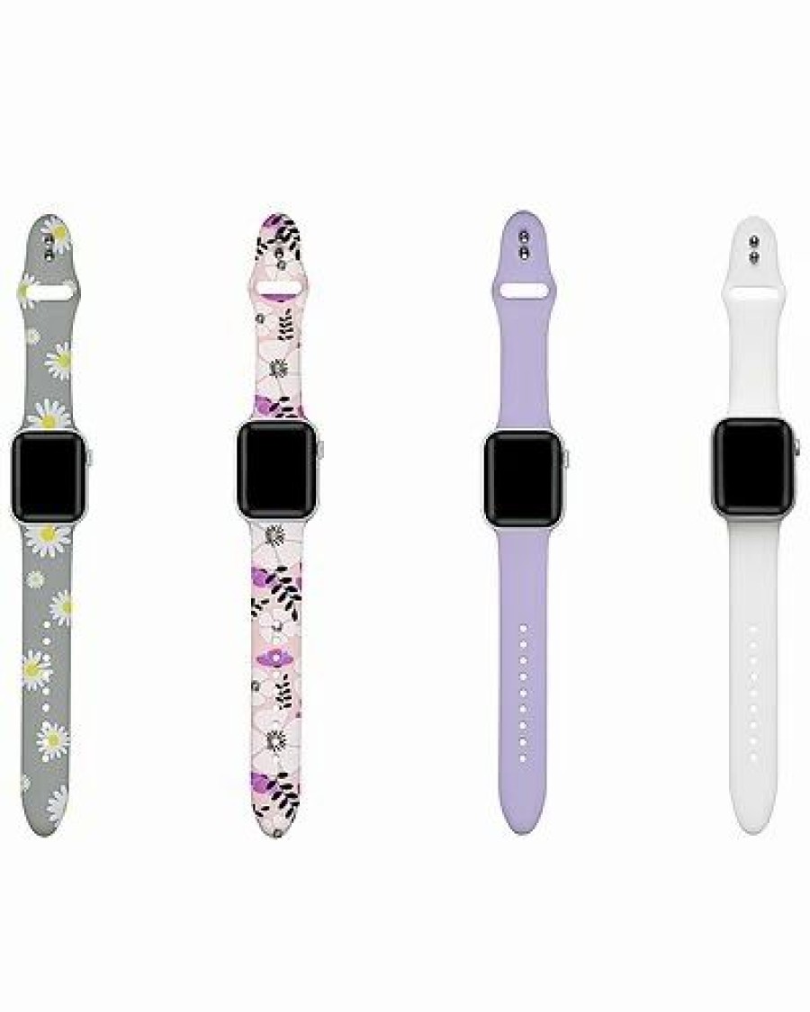 Watches * | Posh Tech Unisex 4Pk Silicone Apple Watch Bands Women