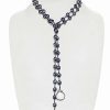 Necklaces * | Rachel Reinhardt Silver Blue Chalcedony Bezel Lariat Necklace Women