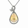 Necklaces * | Splendid Pearls Rhodium Over Silver 8X14Mm Pearl Mabe Pendant Necklace Women