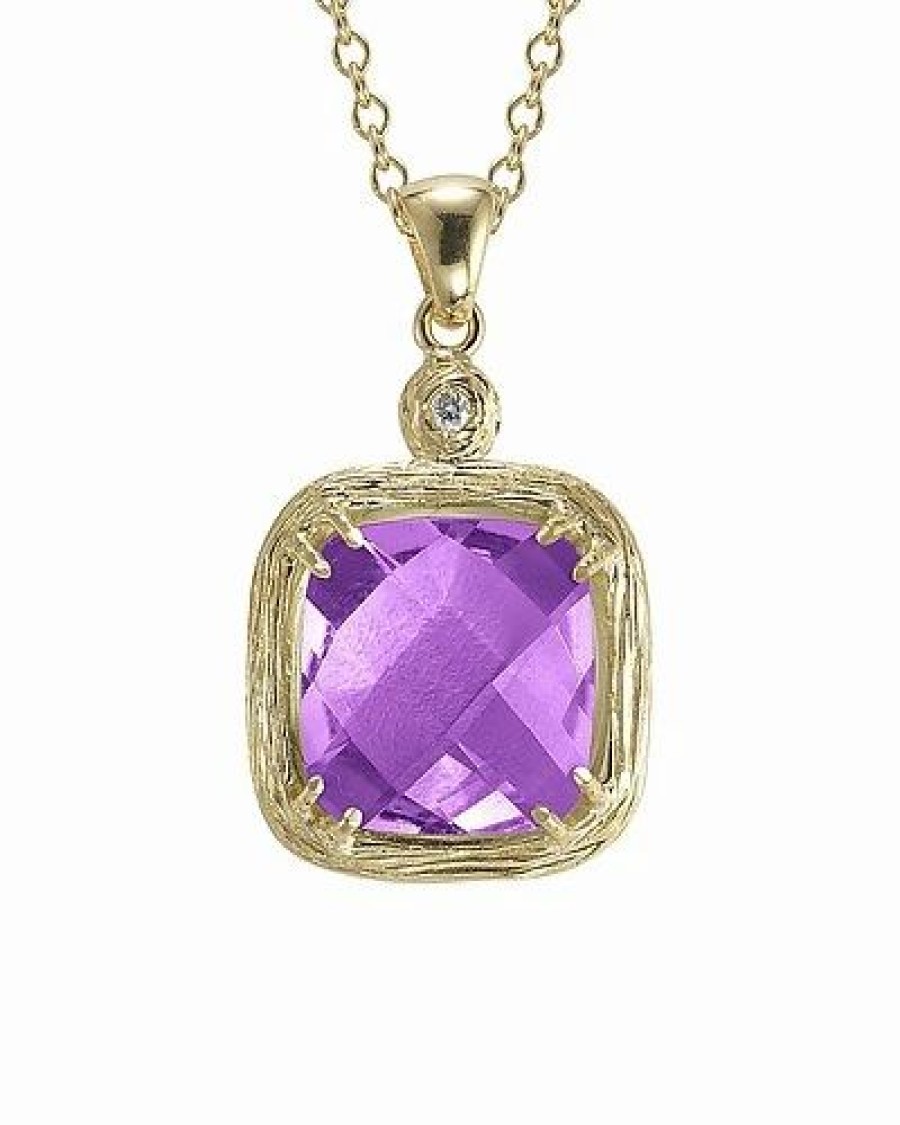 Necklaces * | I. Reiss Color Collection 14K 3.77 Ct. Tw. Diamond & Amethyst Necklace Women