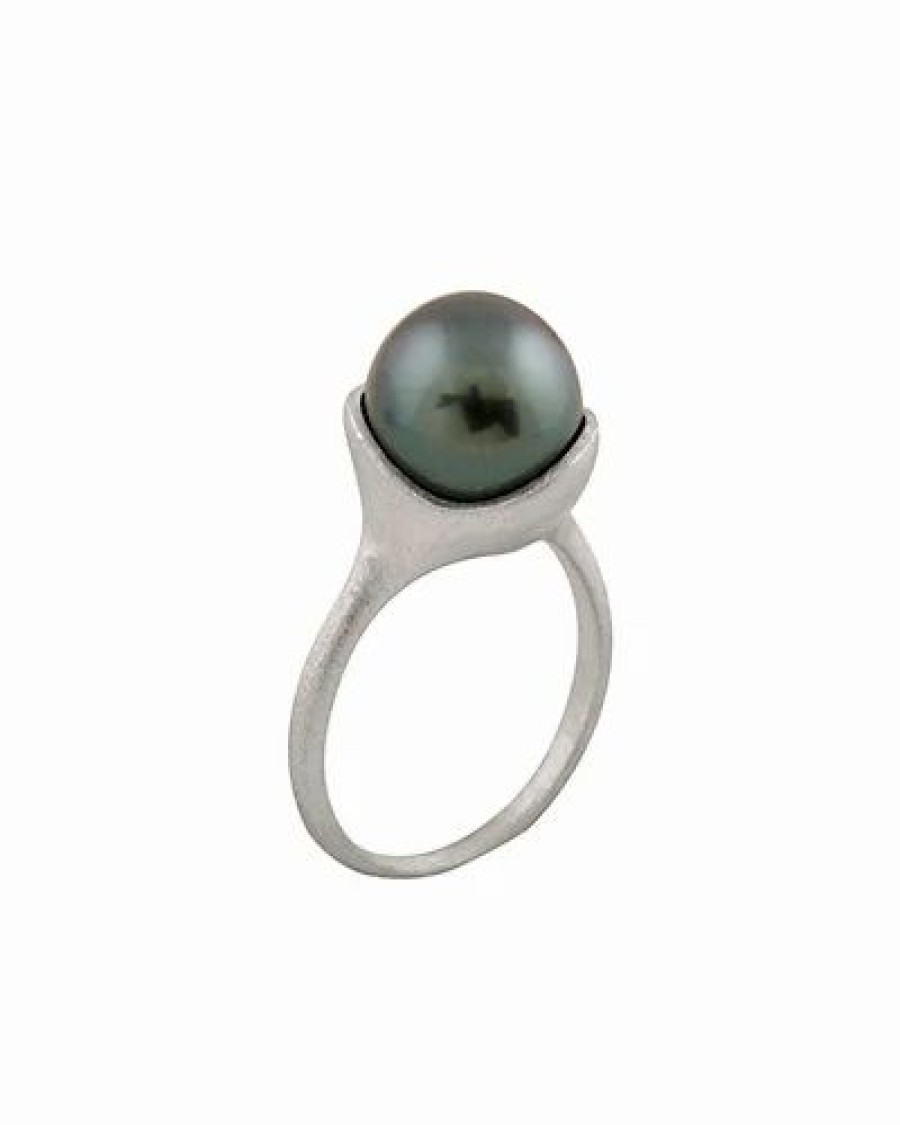 Rings * | Splendid Pearls Rhodium Plated Silver 10-10.5Mm Freshwater Pearl Ring Women