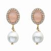 Earrings * | Forever Creations Usa Inc. Gold Over Silver 4.00 Ct. Tw. Rose Quartz, & Pearl Earrings Women