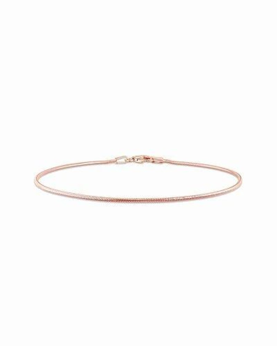 Bracelets * | 18K Rose Gold Over Italian Silver Snake Chain Bracelet Women