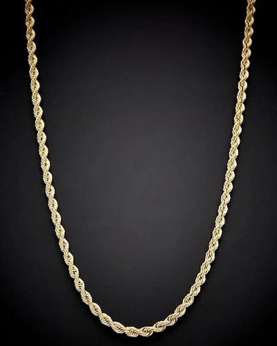 Necklaces * | 14K Italian Gold Hollow Rope Chain Necklace Women