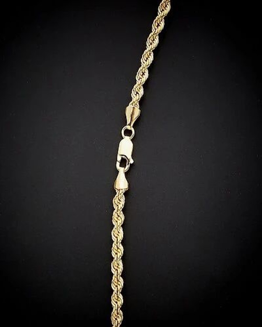 Necklaces * | 14K Italian Gold Hollow Rope Chain Necklace Women