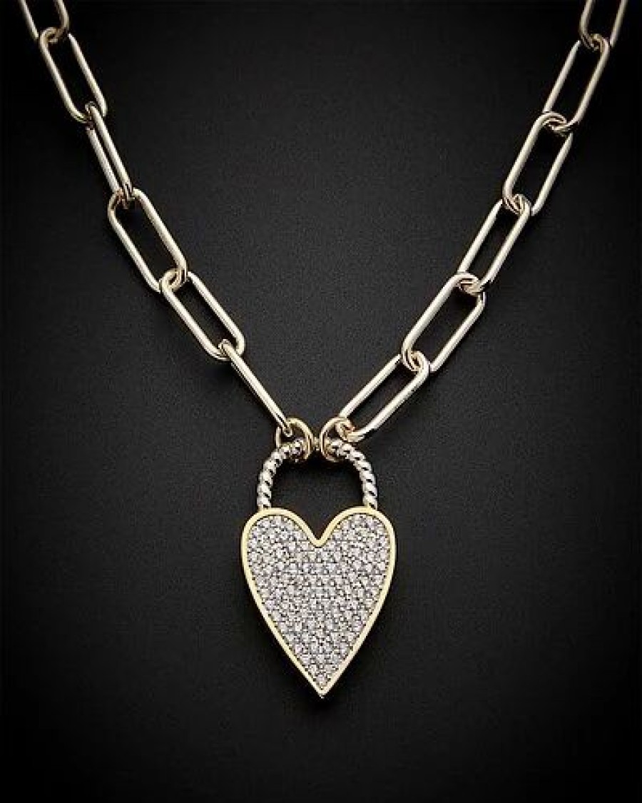 Necklaces * | Juvell 18K Plated Cz Heart Necklace Women