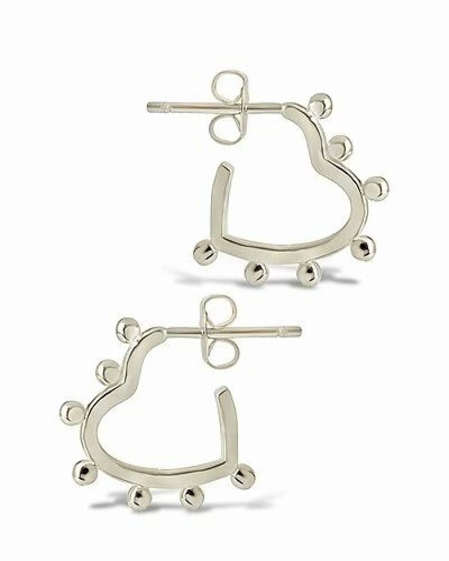 Earrings * | Sterling Forever Udded Heart Hoops Women