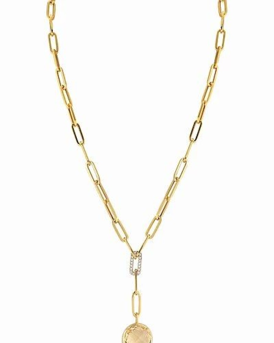 Necklaces * | I. Reiss 14K 6.25 Ct. Tw. Diamond & Citrine Necklace Women