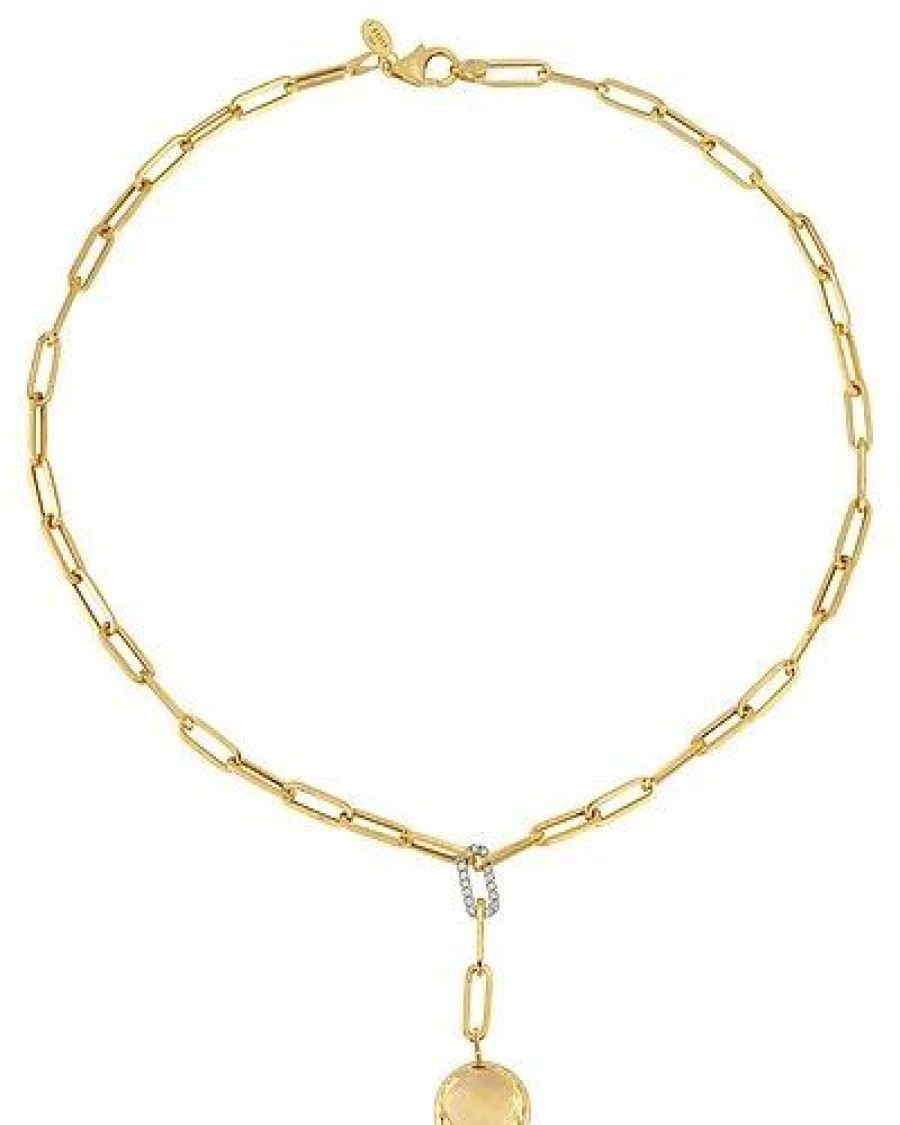 Necklaces * | I. Reiss 14K 6.25 Ct. Tw. Diamond & Citrine Necklace Women