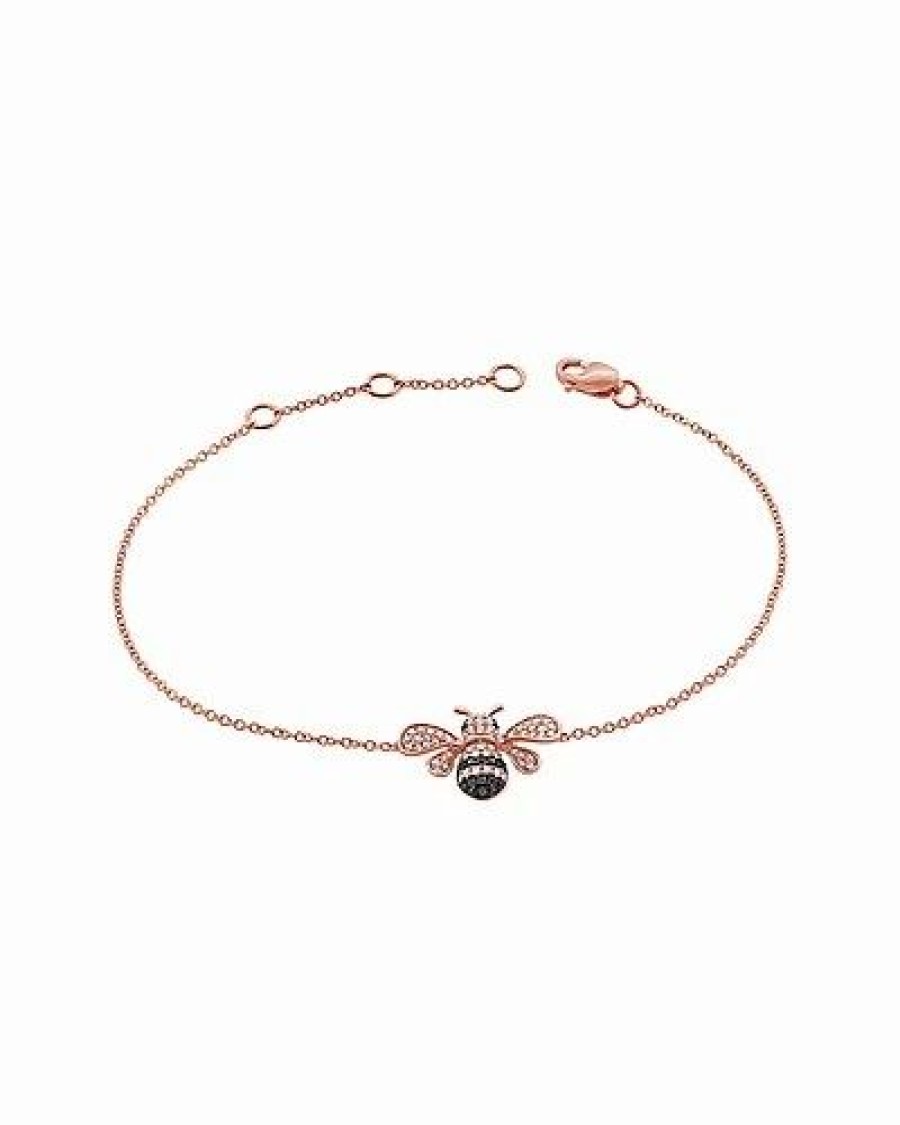 Bracelets * | Sabrina Designs 14K Rose Gold 0.14 Ct. Tw. Diamond Bumble Bee Bracelet Women