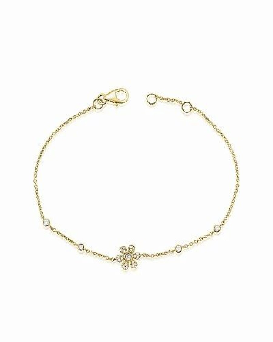 Bracelets * | Sabrina Designs 14K 0.16 Ct. Tw. Diamond Flower Bracelet Women