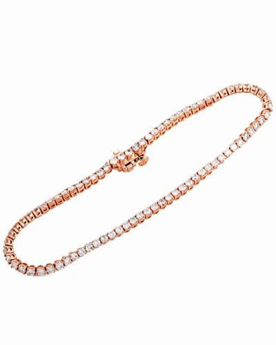 Bracelets * | Diamond Select Cuts 14K Rose Gold 3.46 Ct. Tw. Diamond Tennis Bracelet Women