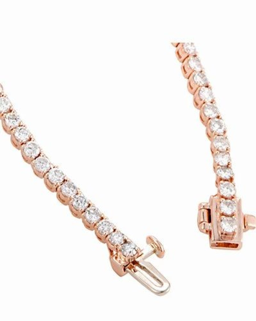 Bracelets * | Diamond Select Cuts 14K Rose Gold 3.46 Ct. Tw. Diamond Tennis Bracelet Women