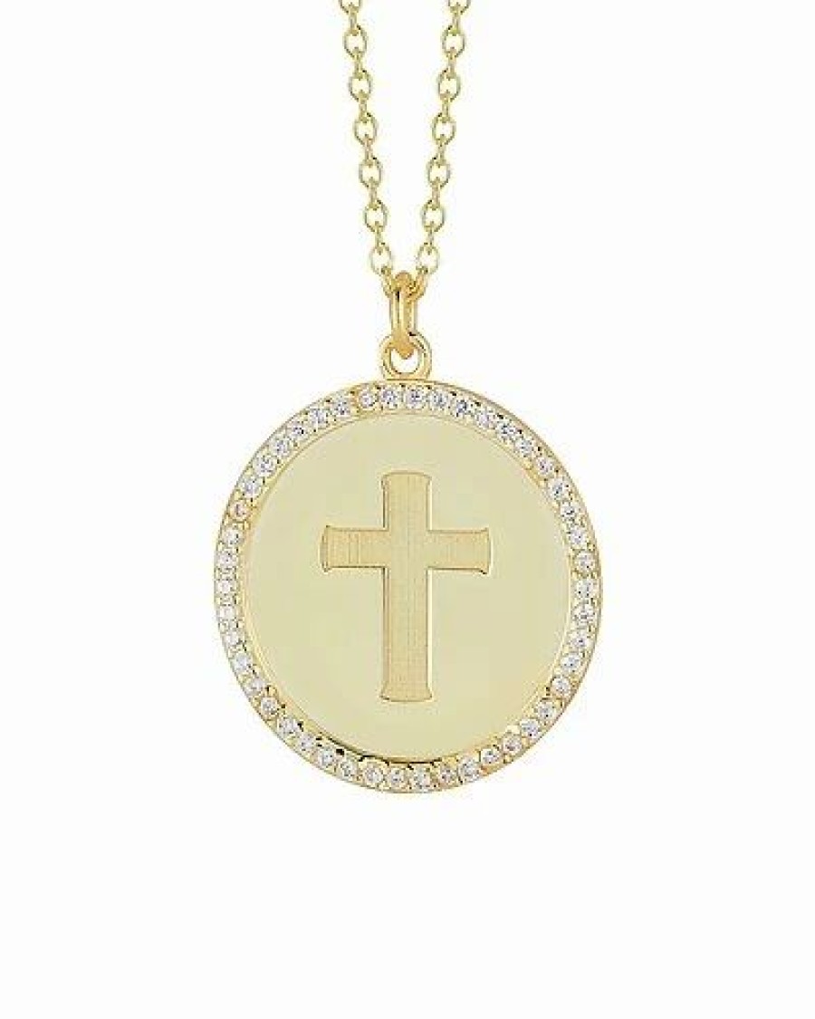 Necklaces * | Glaze Jewelry 14K Over Silver Cz Cross Necklace Women