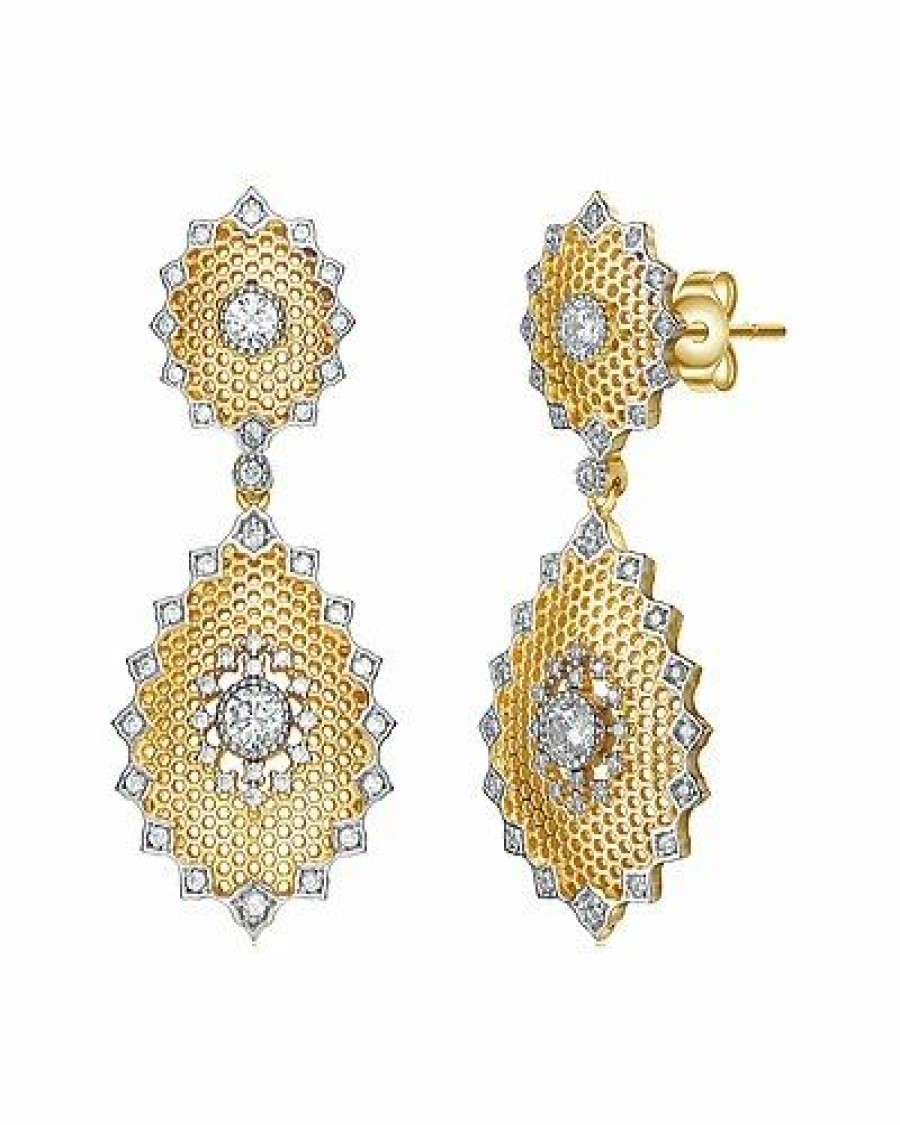 Earrings * | Rachel Glauber Two-Tone Plated Cz Dangle Earrings Women