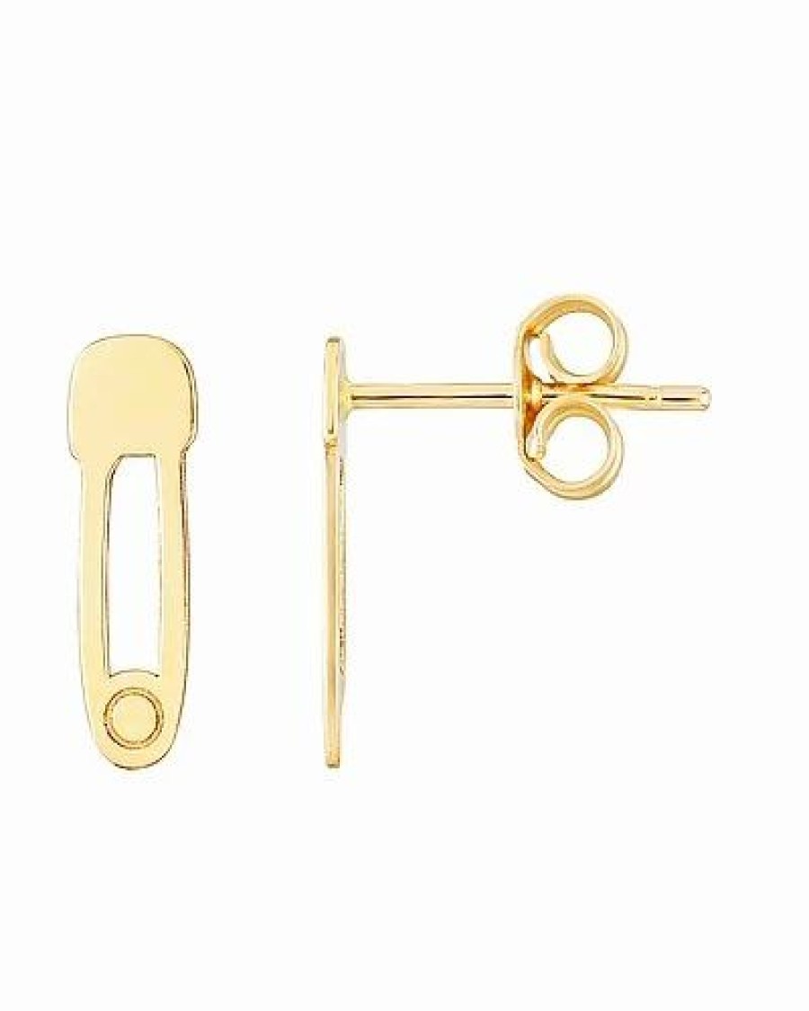 Earrings * | Italian Gold 14K Safety Pin Earrings Women