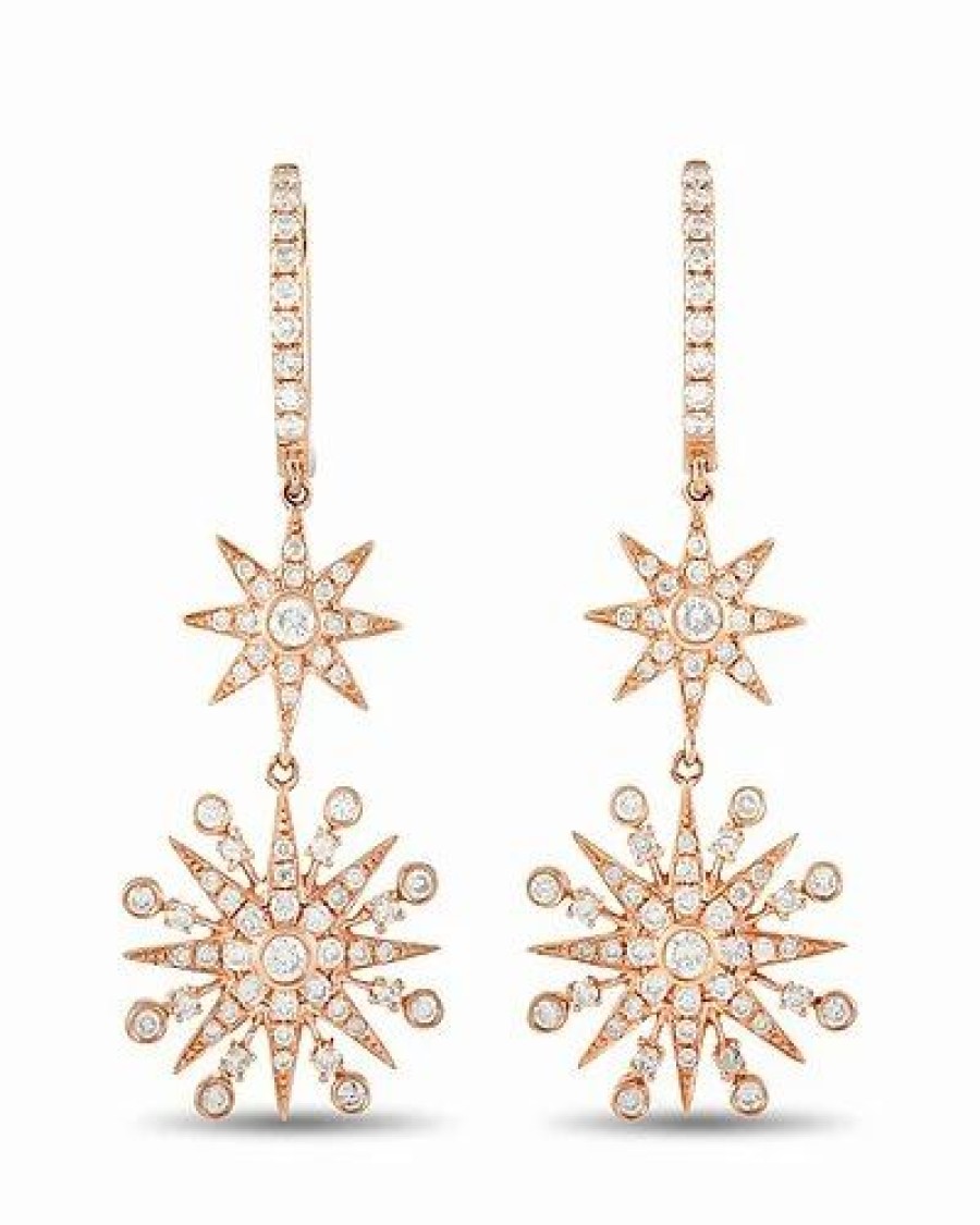 Earrings * | Diamond Select Cuts 18K Rose Gold 0.90 Ct. Tw. Diamond Dangle Earrings Women