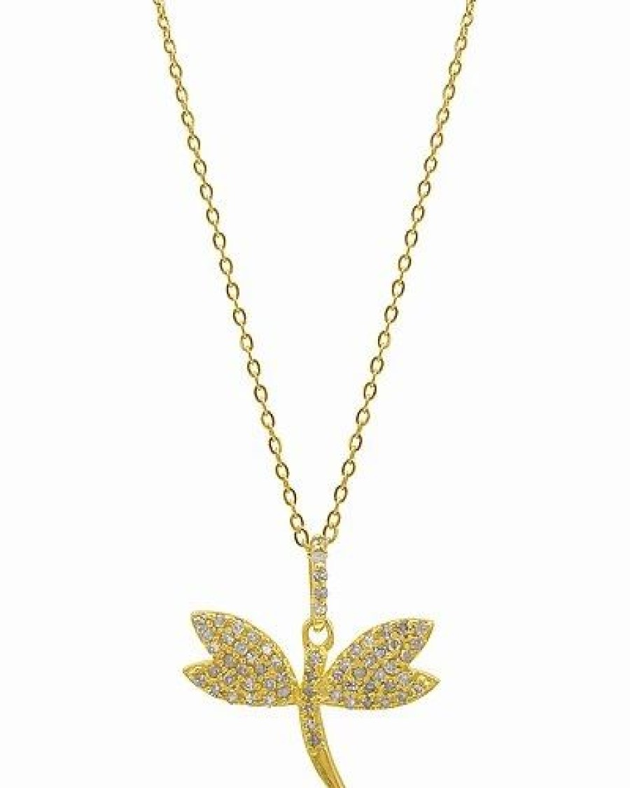 Necklaces * | Adornia Fine 14K Over Silver 0.25 Ct. Tw. Diamond Dragonfly Necklace Women