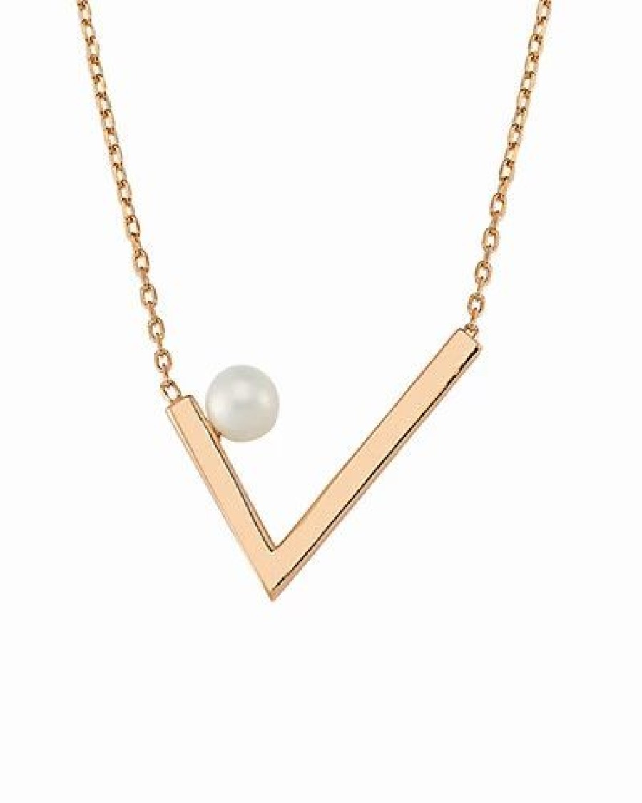 Necklaces * | Amorium 18K Rose Gold Vermeil 5Mm Pearl Necklace Women