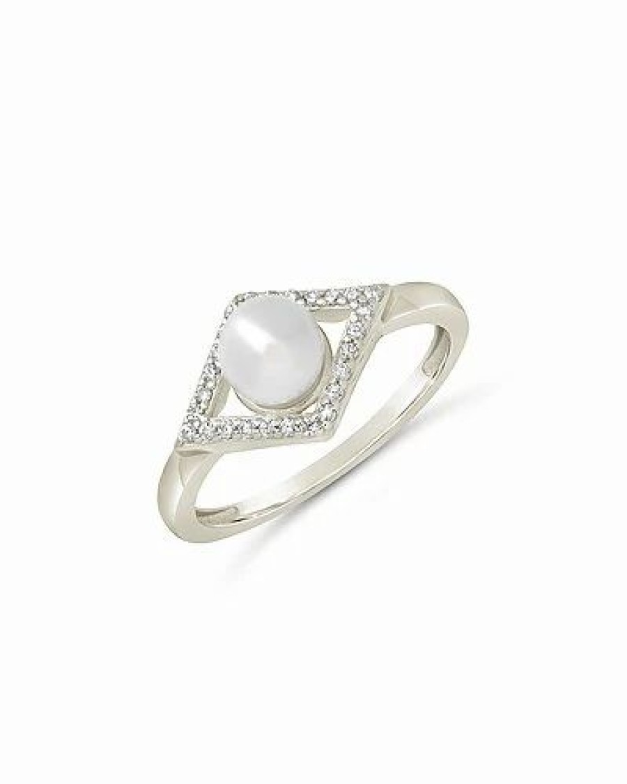 Rings * | Sterling Forever 6Mm Faux Pearl Cz Evil Eye Ring Women