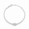 Bracelets * | Chloe And Madison And Madison Silver Cz Curb Bracelet Set Women