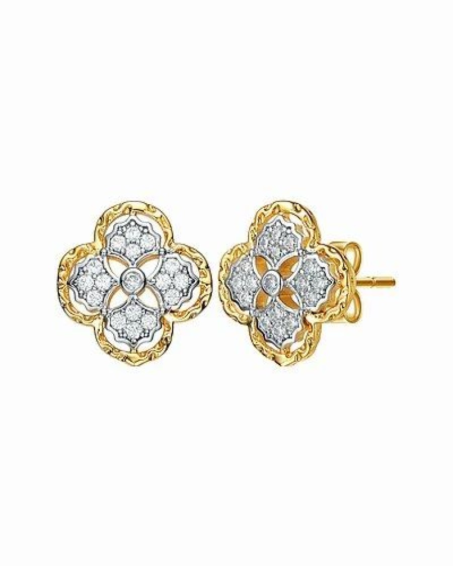 Earrings * | Rachel Glauber Two-Tone Plated Cz Studs Women