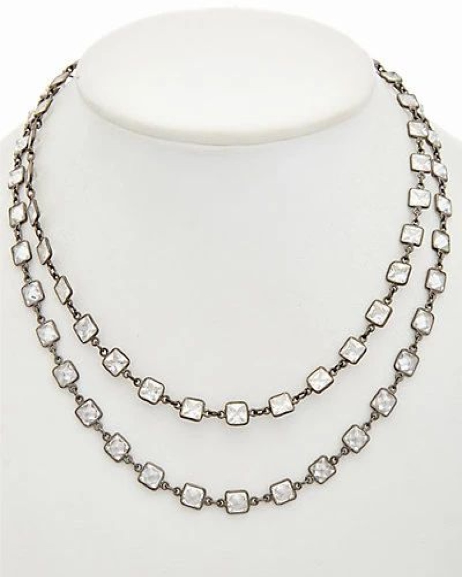 Necklaces * | Rachel Reinhardt Plated Silver Cz Layered Necklace Women