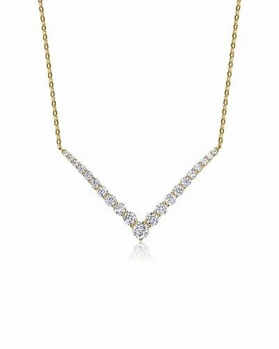 Necklaces * | Genevive 14K Over Silver Cz Necklace Women