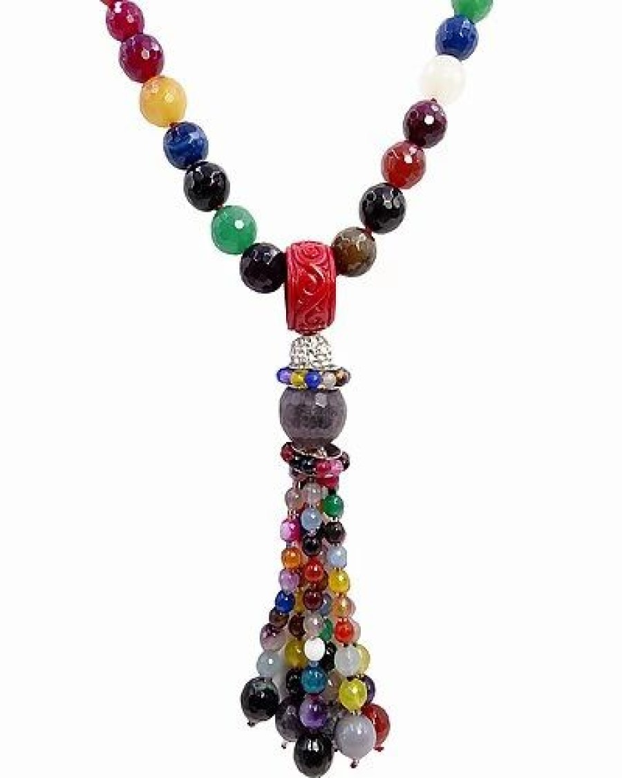 Necklaces * | Savvy Cie Agate Tassel Necklace Women