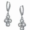 Earrings * | Genevive Silver Cz Drop Earrings Women