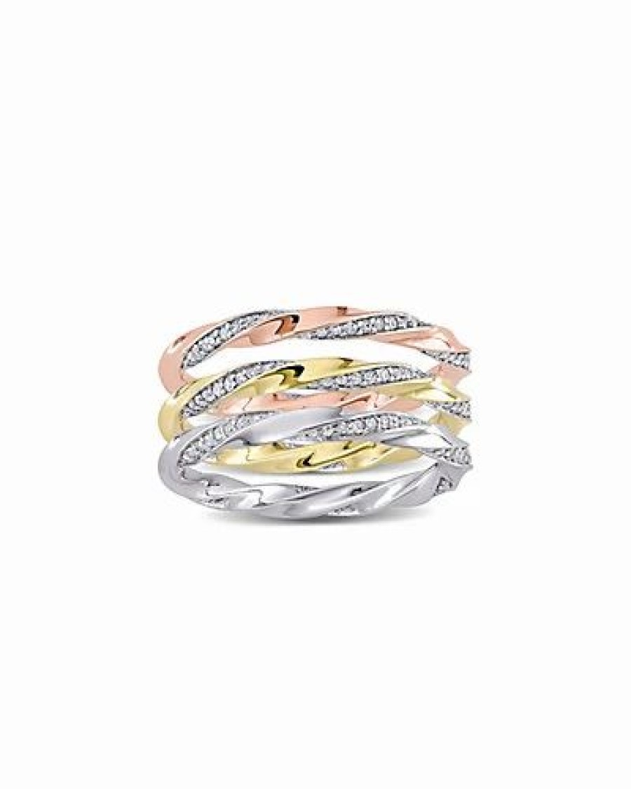 Rings * | Rina Limor 10K Tri-Tone 0.76 Ct. Tw. Diamond Twisted Rope Eternity Band Women