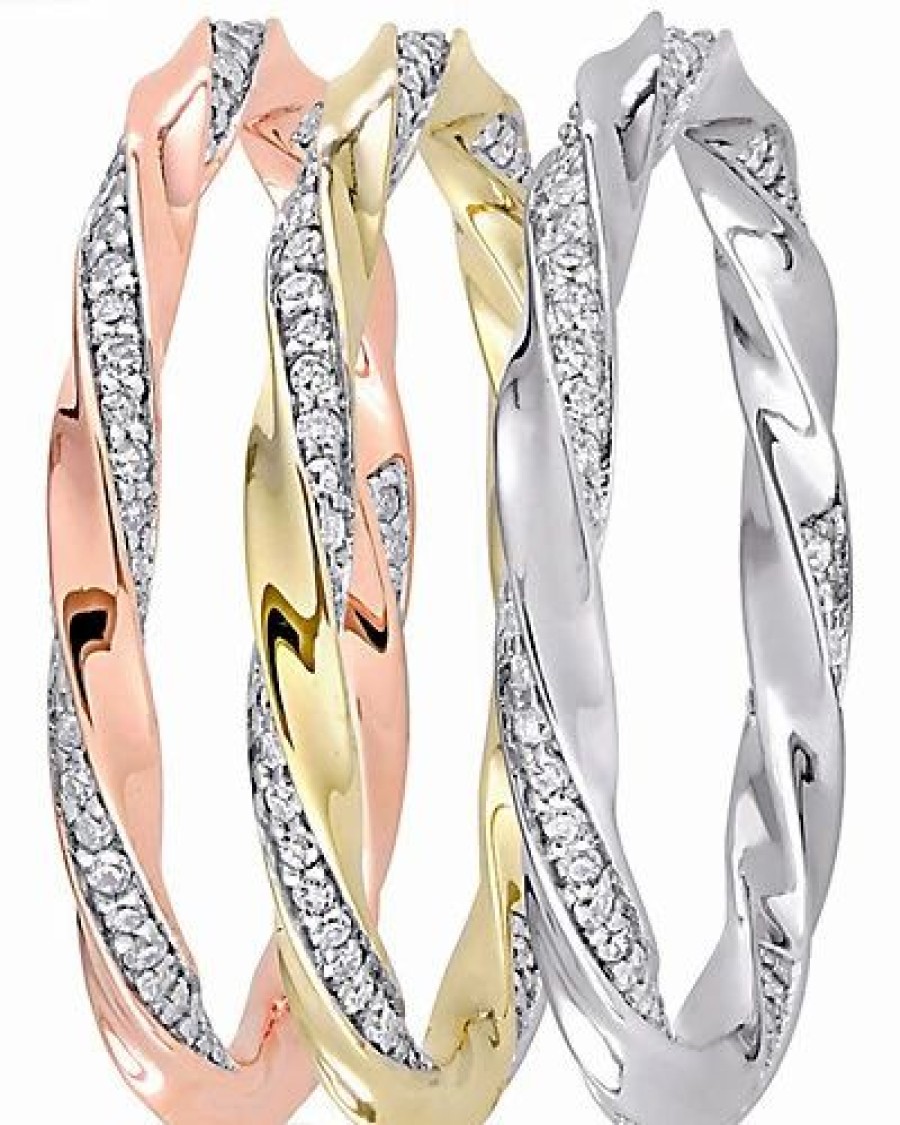 Rings * | Rina Limor 10K Tri-Tone 0.76 Ct. Tw. Diamond Twisted Rope Eternity Band Women