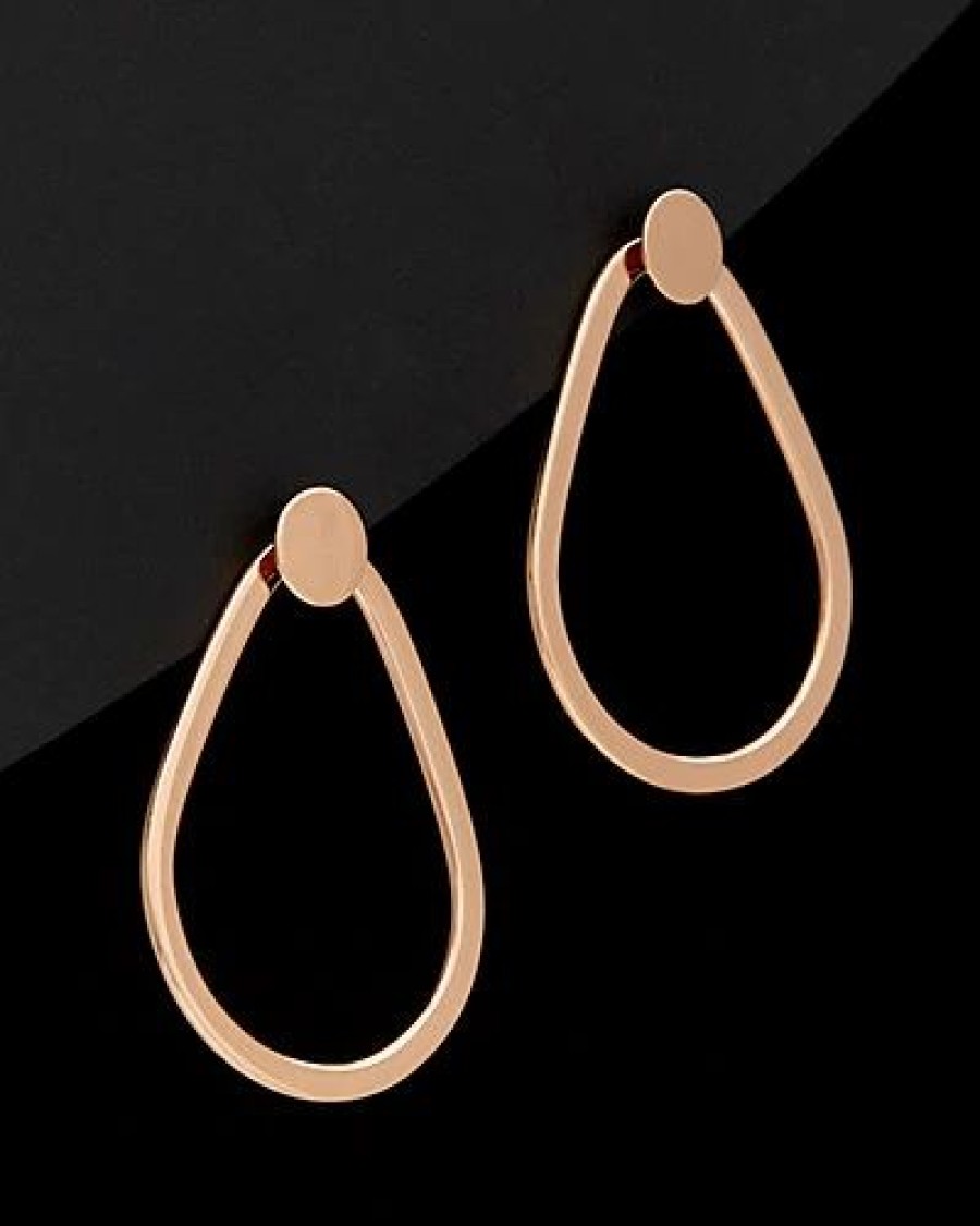 Earrings * | Italian Gold 14K Italian Rose Gold Teardrop 3-In-1 Front-Back Earrings Women