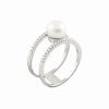 Rings * | Splendid Pearls Ver 8-8.5Mm Freshwater Pearl & Cz Ring Women