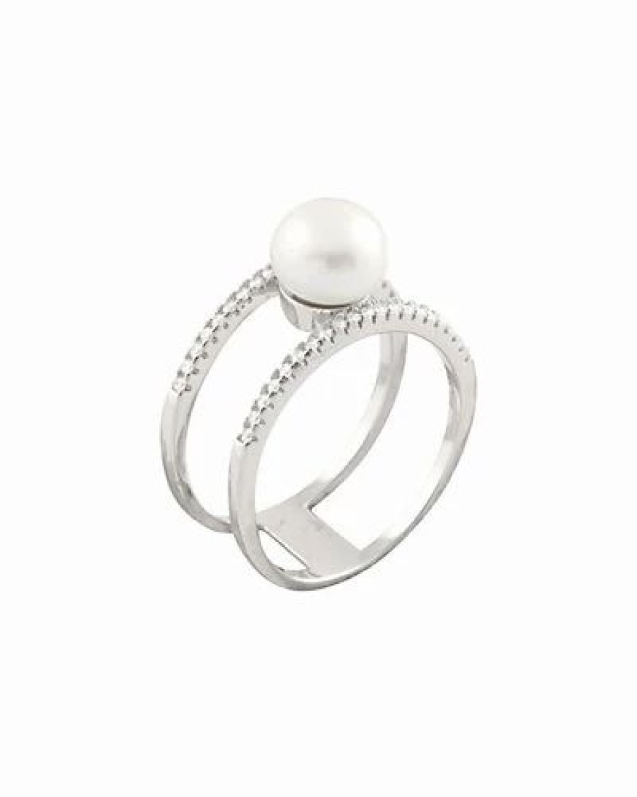 Rings * | Splendid Pearls Ver 8-8.5Mm Freshwater Pearl & Cz Ring Women