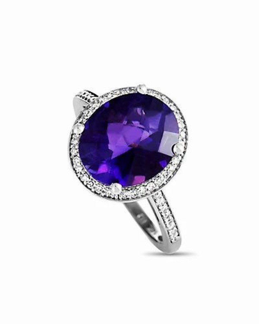 Rings * | Gemstones 14K 0.20 Ct. Tw. Diamond & Amethyst Ring Women