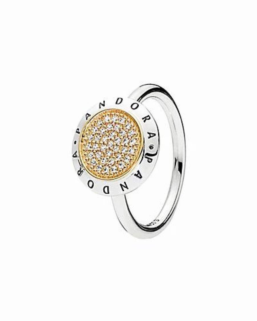 Rings * | Pandora Two Tone Cz Signature Ring Women