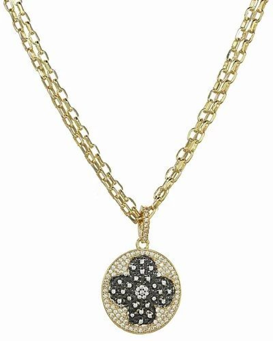 Necklaces * | Rachel Reinhardt Fire And Ice 14K Over Silver Cz Clover Necklace Women