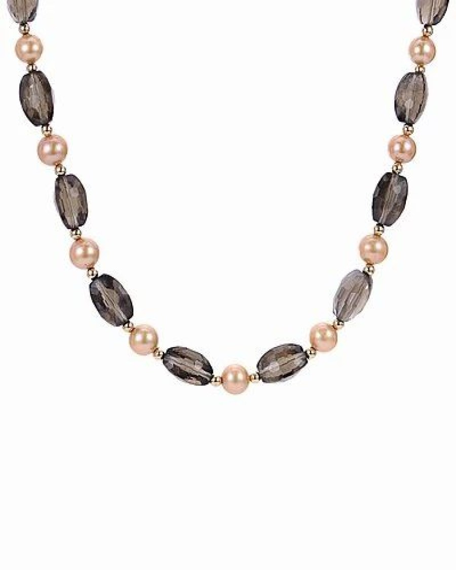 Necklaces * | Imperial Pearls 14K Smoky Quartz 7-7.5Mm Freshwater Pearl Necklace Women