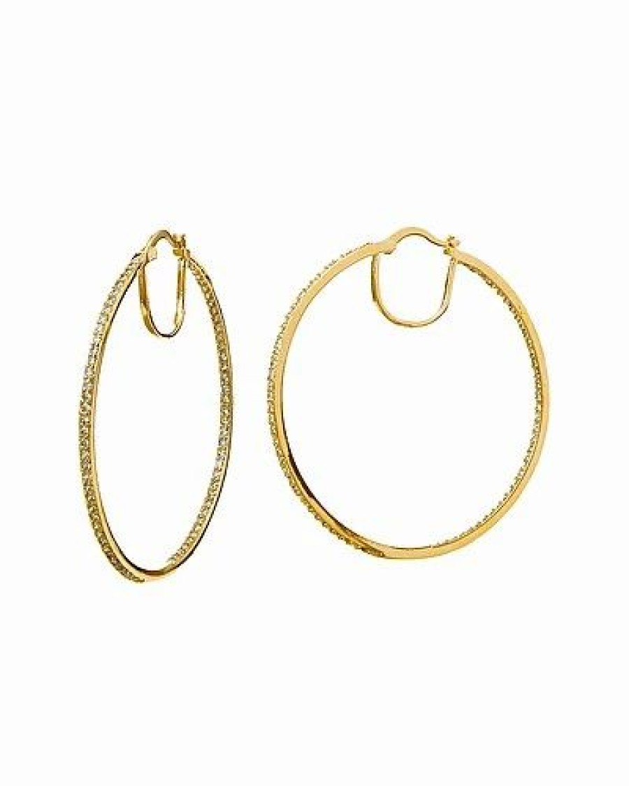 Earrings * | Savvy Cie 18K Plated Cz Inside-Out Hoops Women