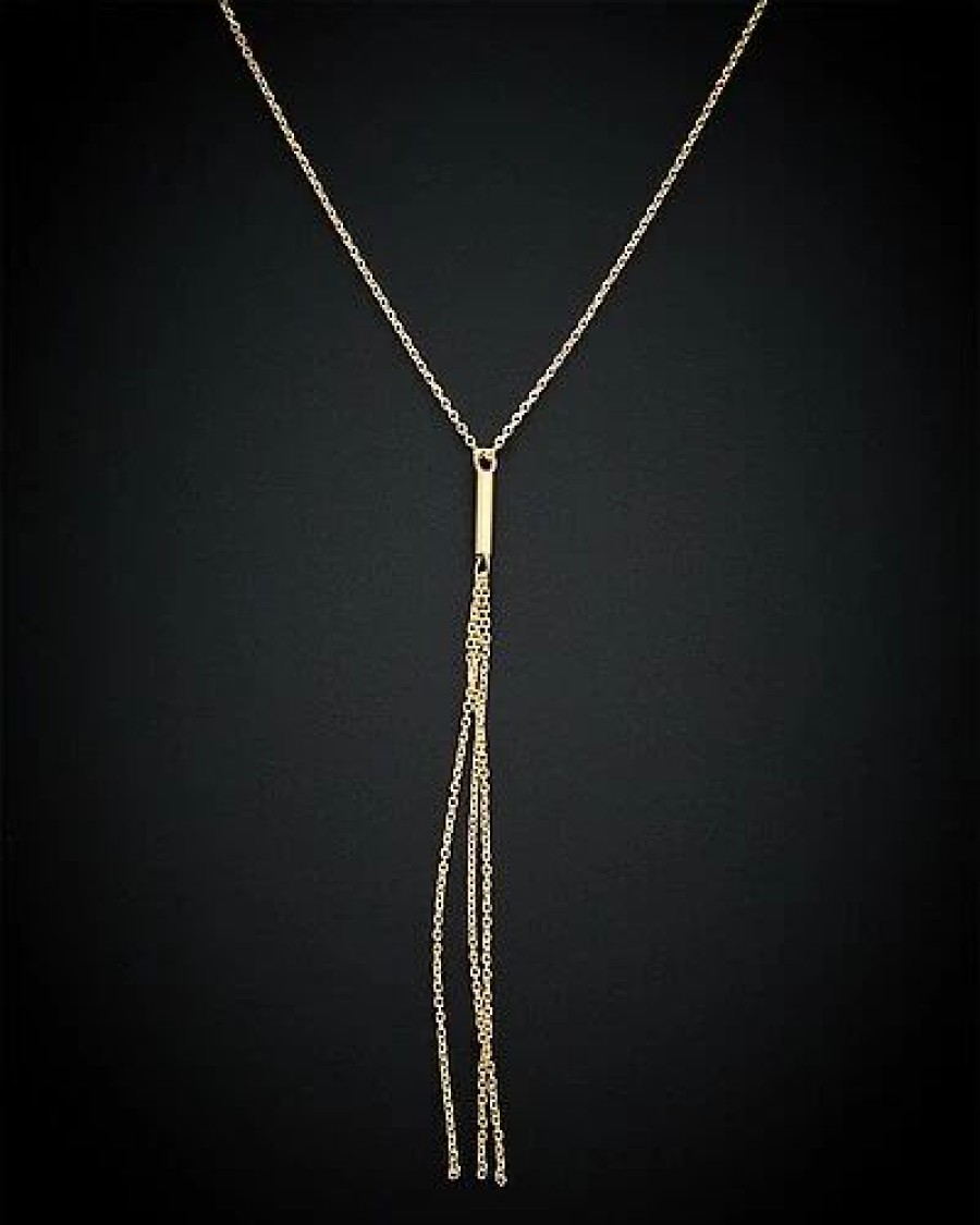 Necklaces * | 14K Italian Gold Tube Tassel Necklace Women