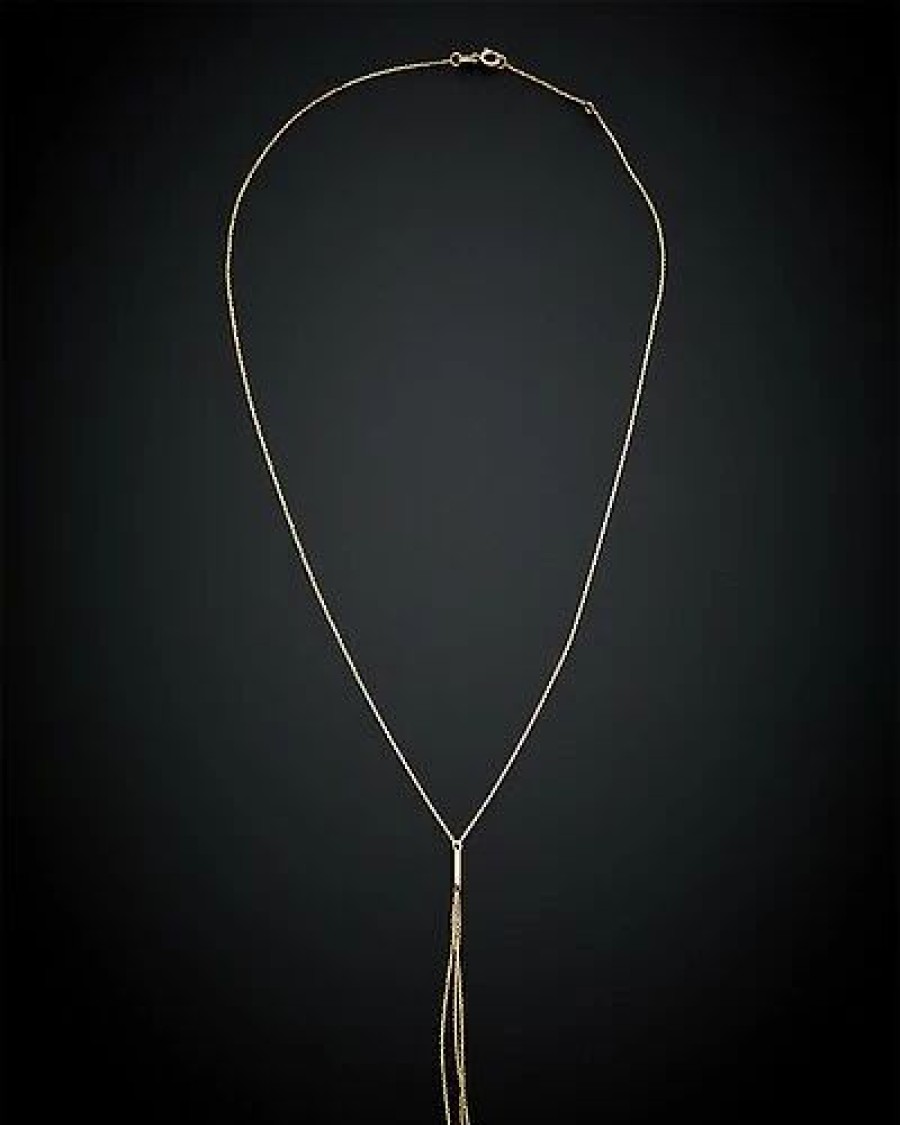 Necklaces * | 14K Italian Gold Tube Tassel Necklace Women