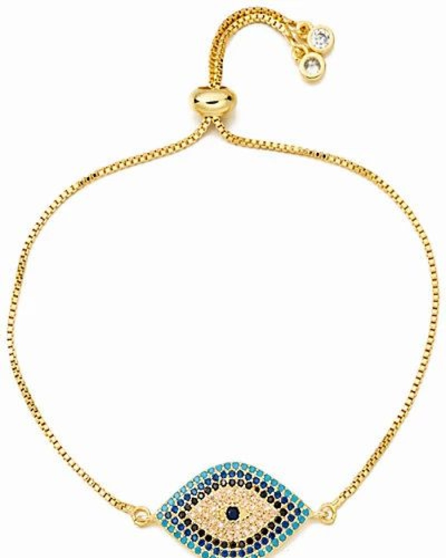 Bracelets * | Eye Candy La Isabella 18K Gold Plated Evil Eye Cz Crystal Women