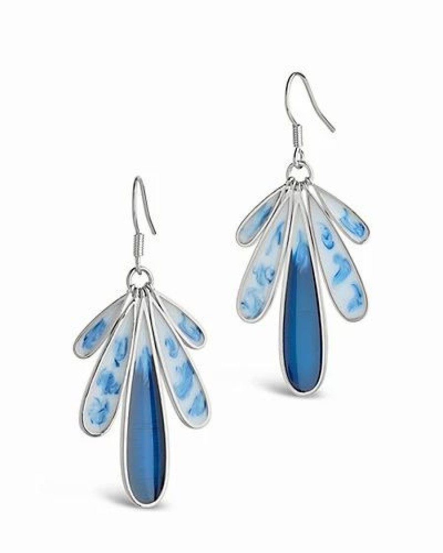 Earrings * | Sterling Forever Rhodium Plated Enamel Scalloped Mermaid Dangle Earrings Women