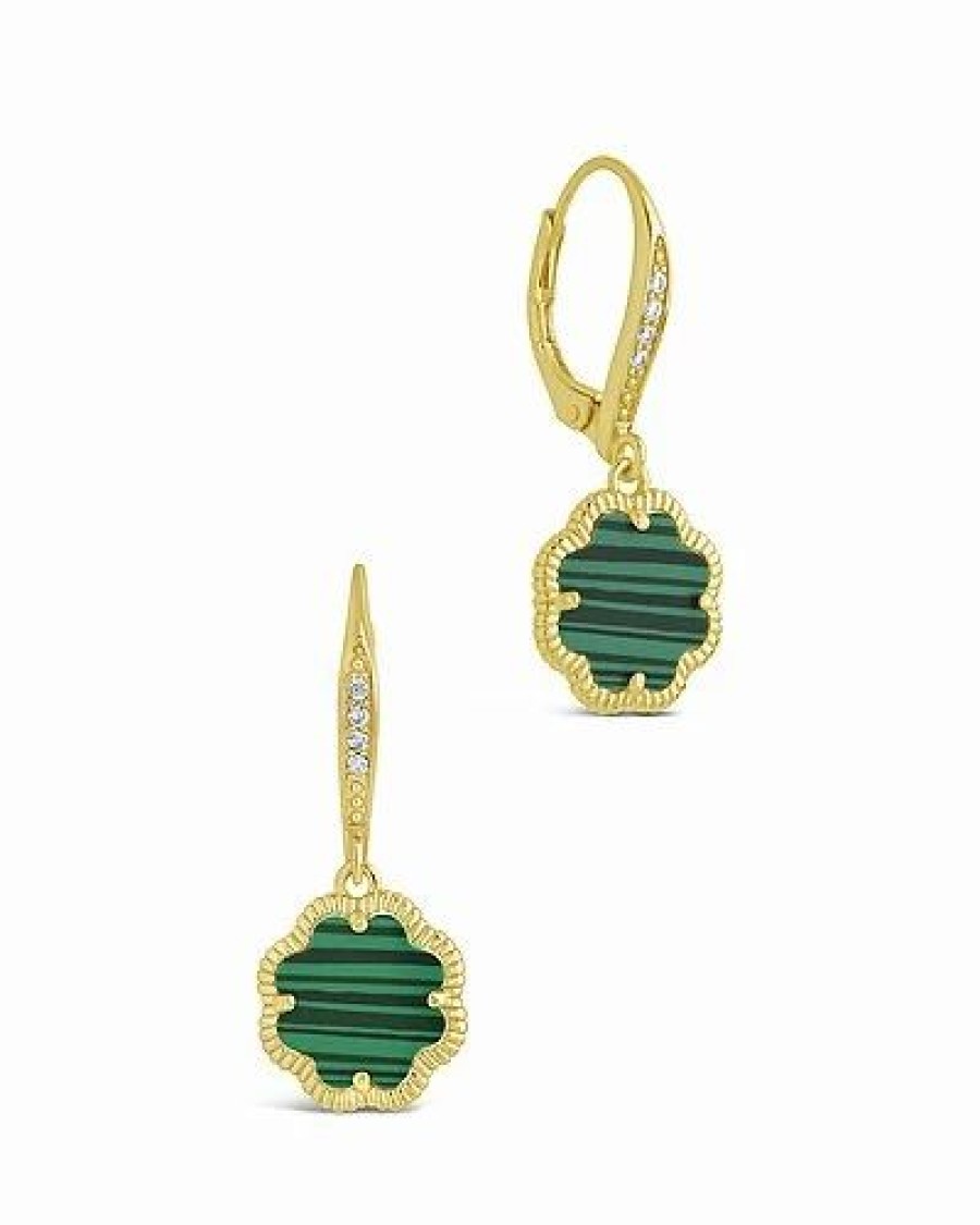 Earrings * | Sterling Forever 14K Plated Malachite Short Drop Earrings Women