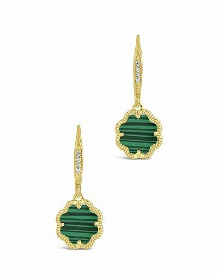 Earrings * | Sterling Forever 14K Plated Malachite Short Drop Earrings Women